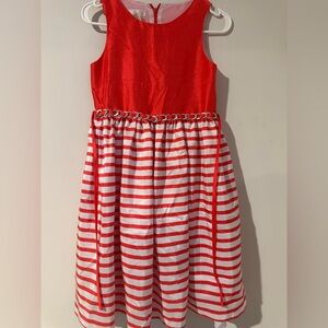 Red and White Striped Kids Dress